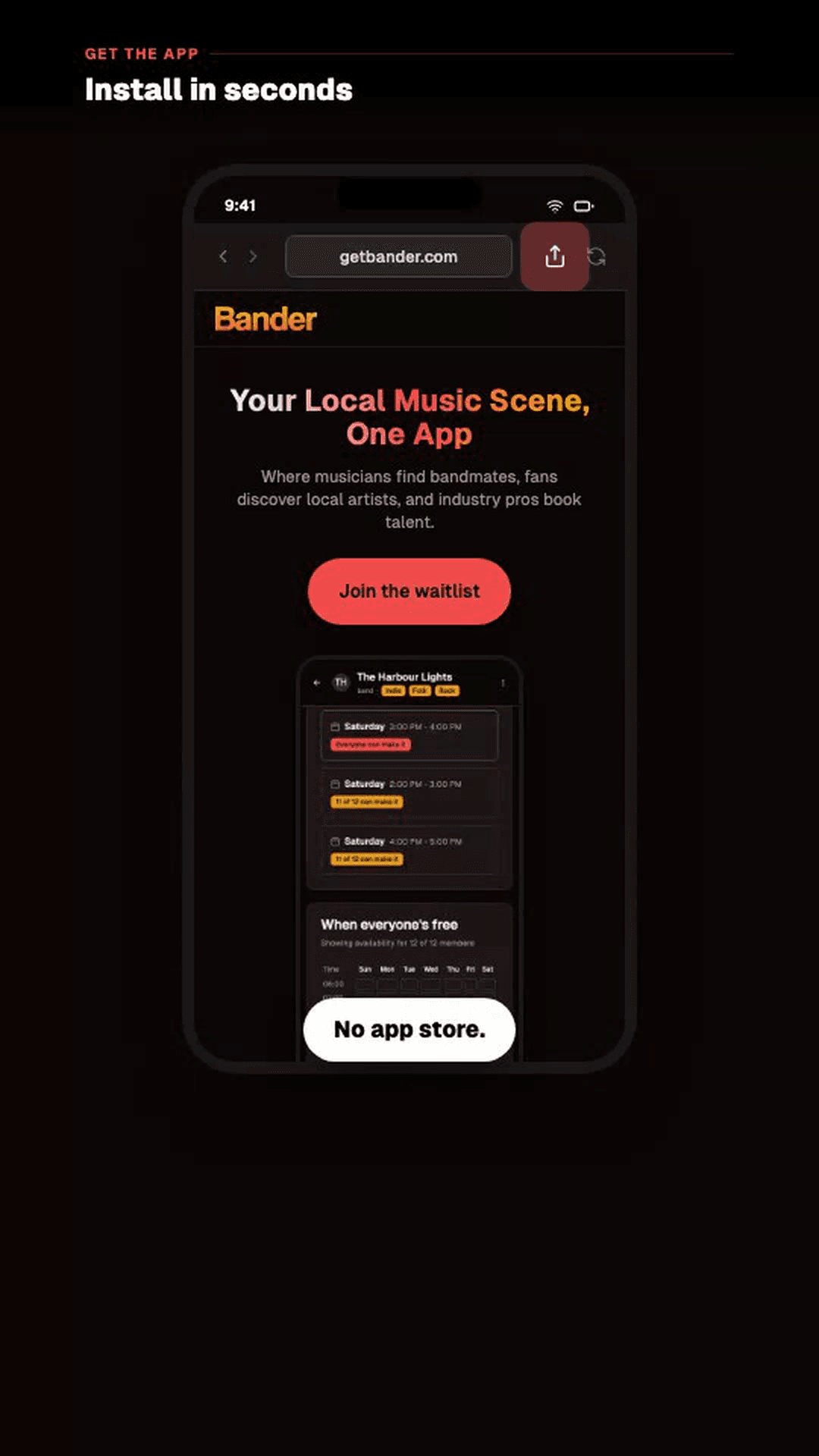 Adding Bander to your home screen from Safari